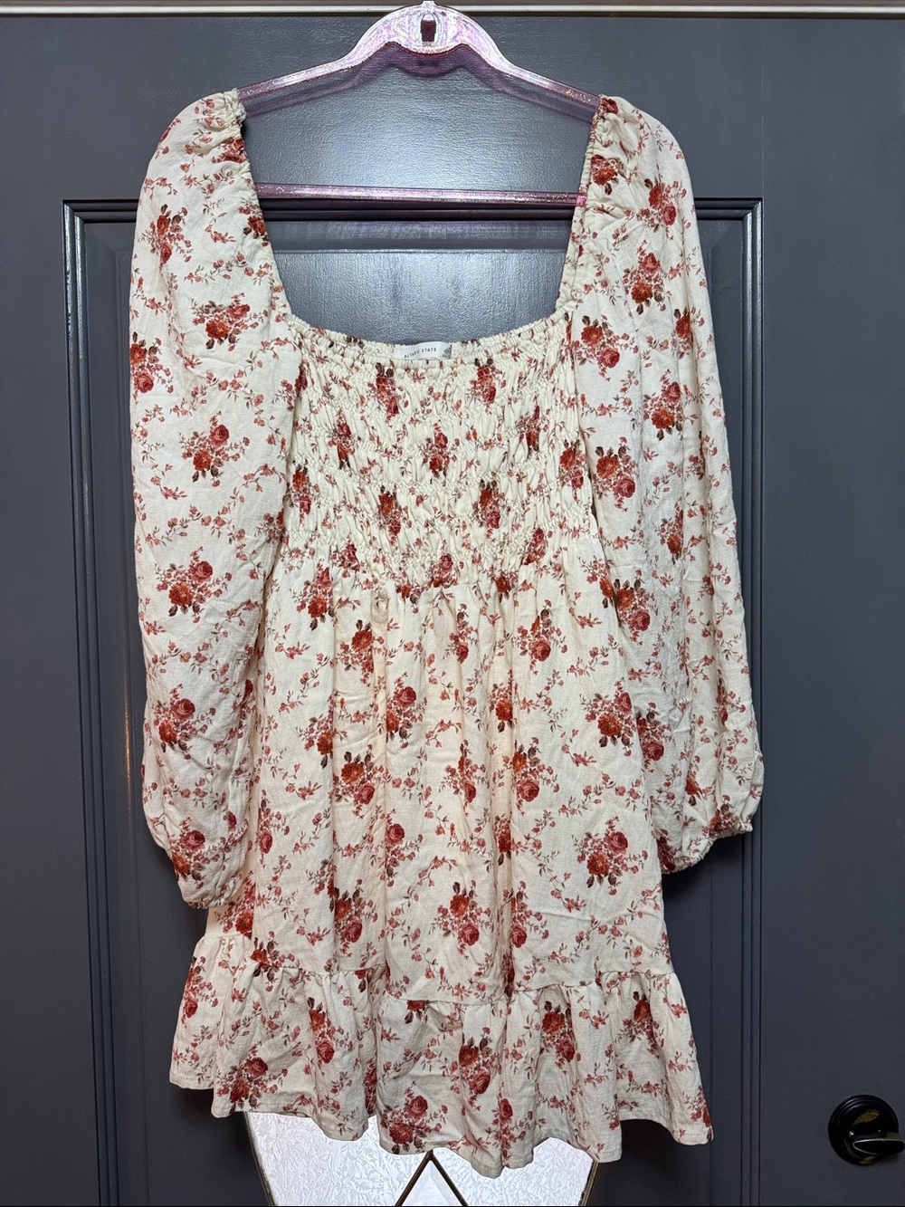 Altar'd State Cream Dress with Rust Floral Print - Picture 1 of 5